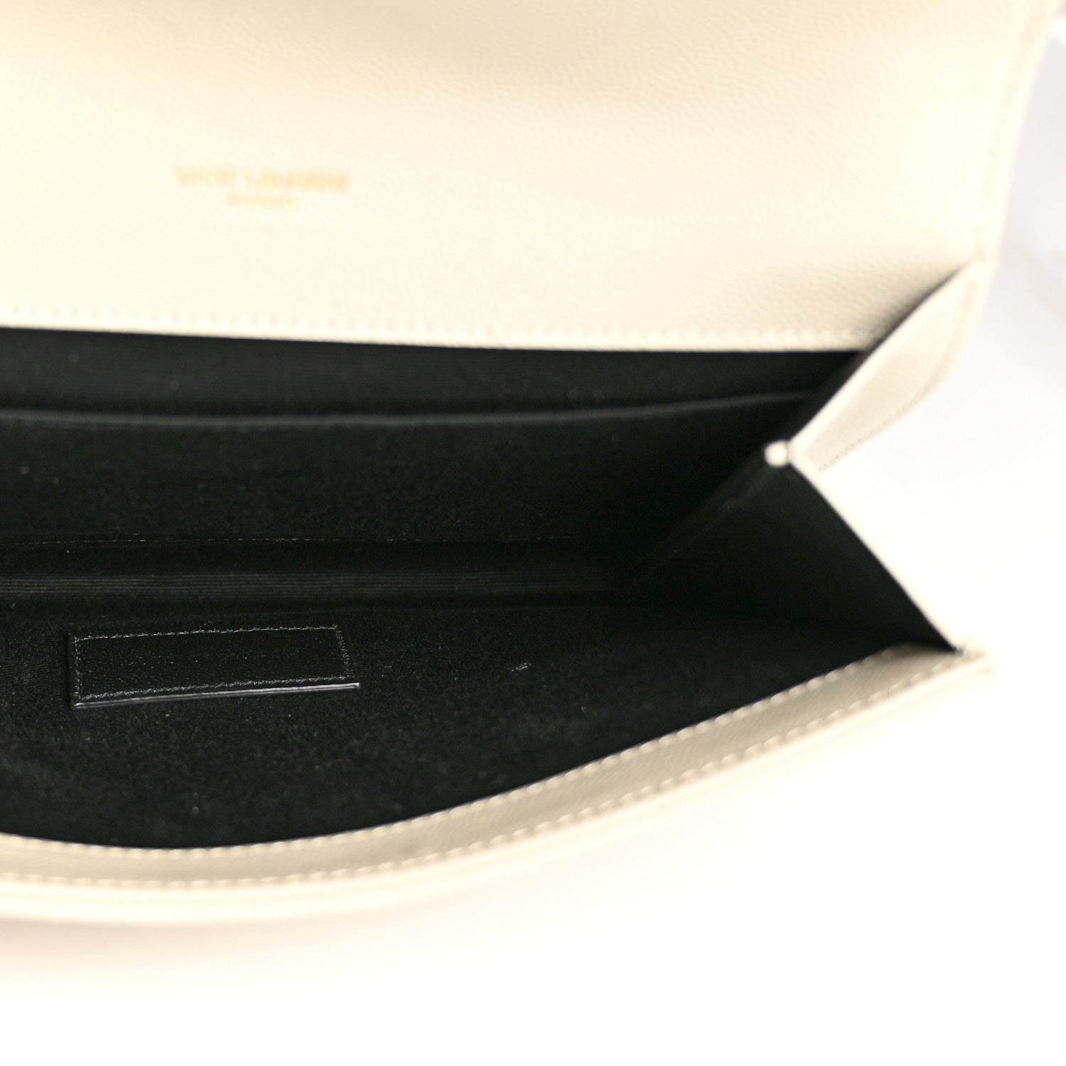 Saint Laurent Grain De Poudre Textured Mixed Matelasse Triquilt Monogram Clutch Crema Soft 4 of 9