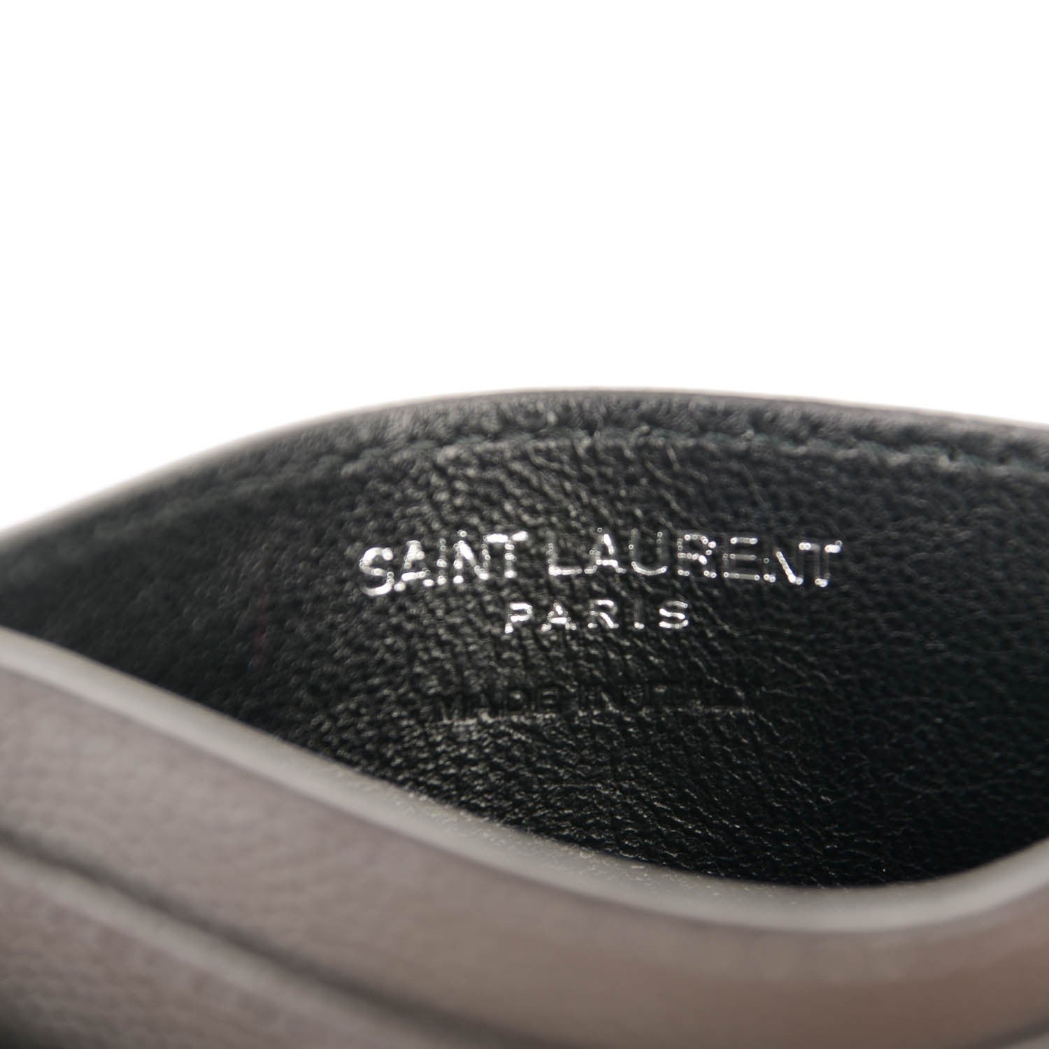 Saint Laurent Grain De Poudre Matelasse Chevron Monogram Card Case Coal 7 of 7