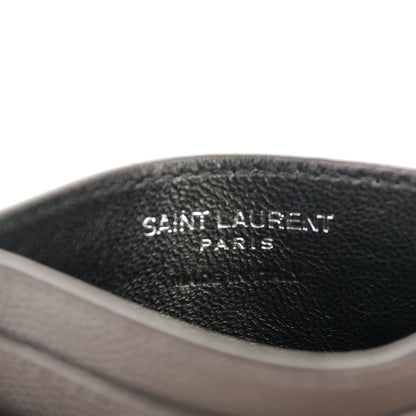 Saint Laurent Grain De Poudre Matelasse Chevron Monogram Card Case Coal 7 of 7