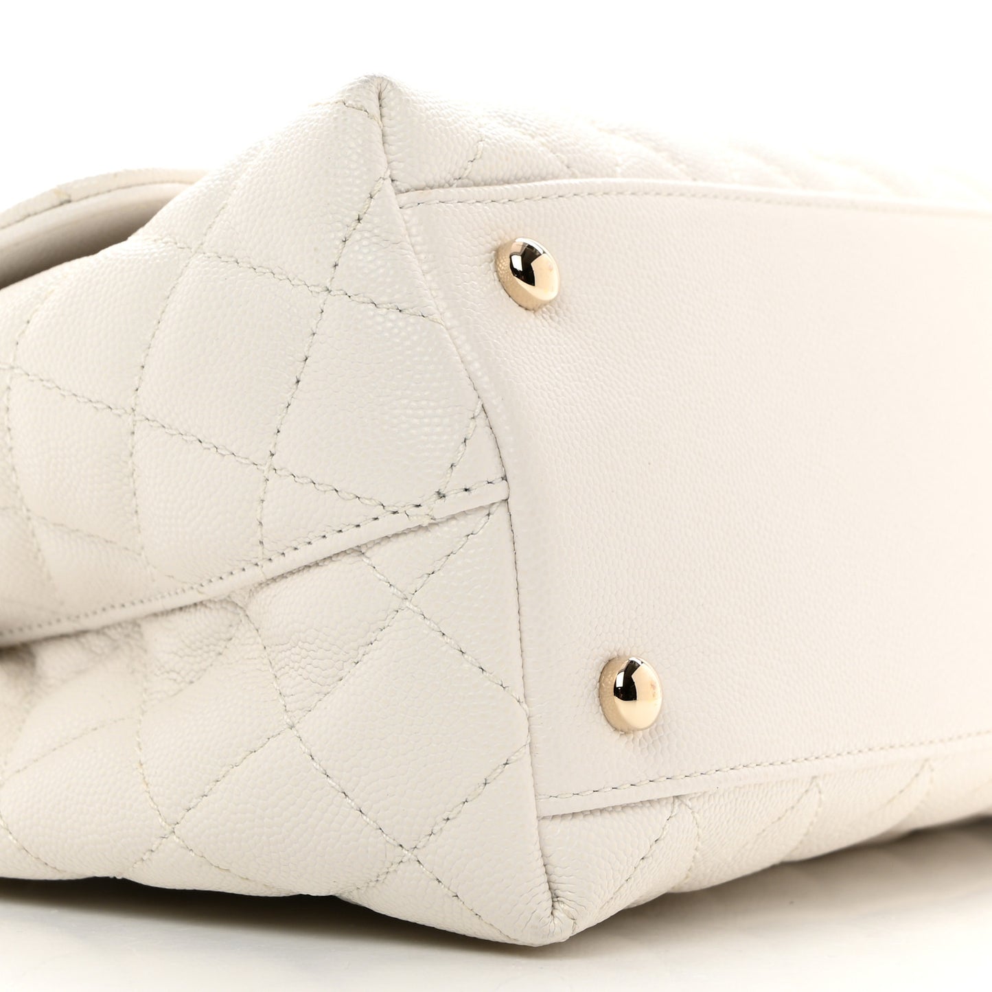 Caviar Quilted Small Coco Handle Flap White