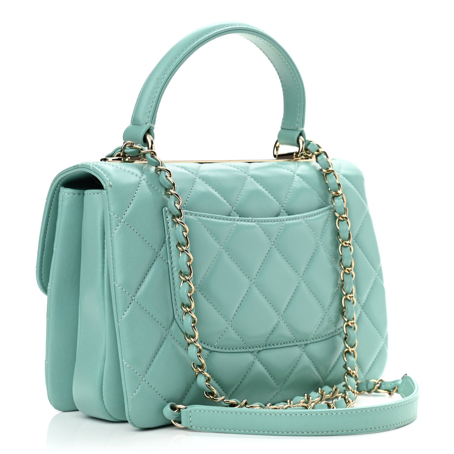 Chanel Lambskin Quilted Small Trendy CC Flap Dual Handle Bag Light Green 3 of 11