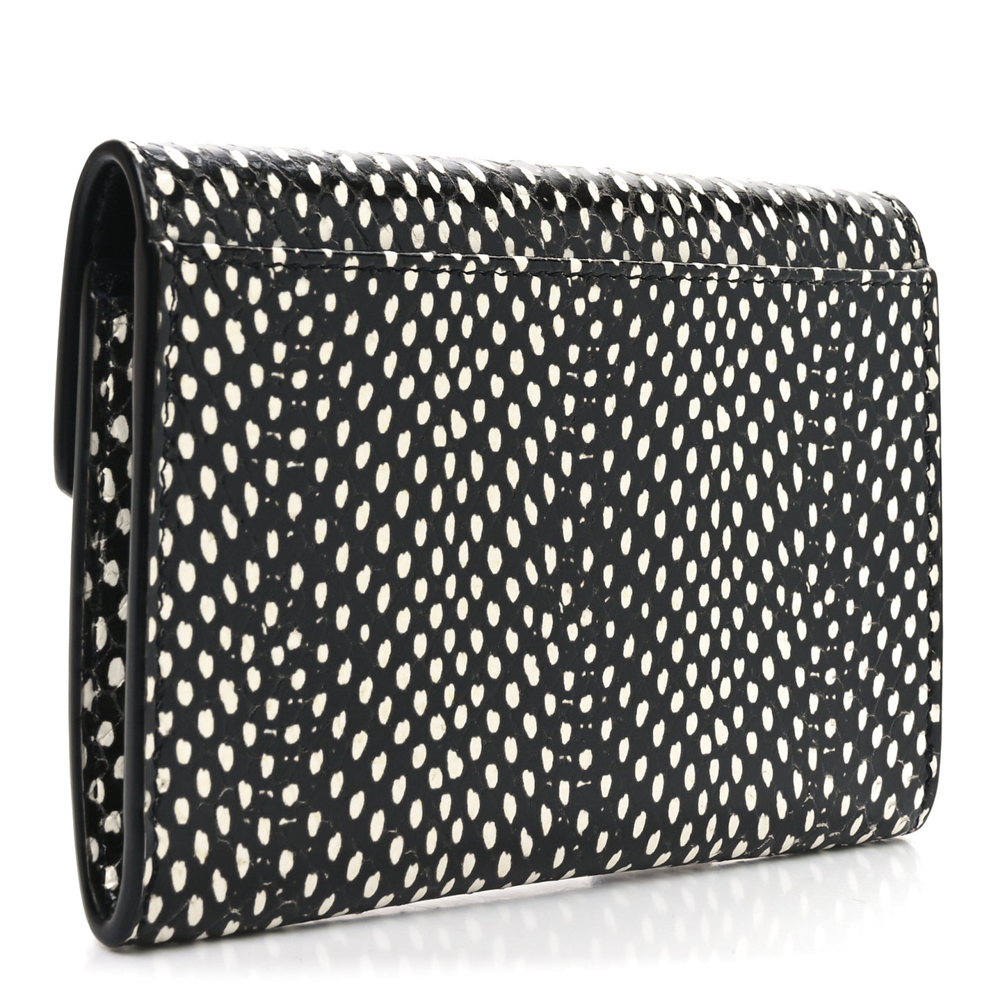 Calfskin Lambskin Snakeskin Embossed Small Monogram Envelope Wallet Black White