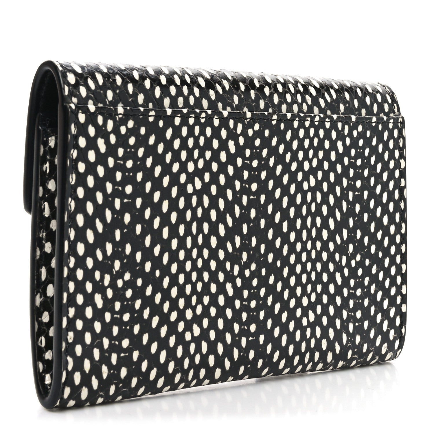 Saint Laurent Calfskin Lambskin Snakeskin Embossed Small Monogram Envelope Wallet Black White 3 of 6