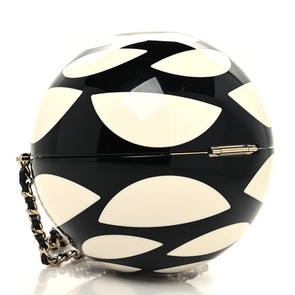 Chanel Resin Plexi CC Round Camellia Minaudiere Clutch Black White 4 of 12