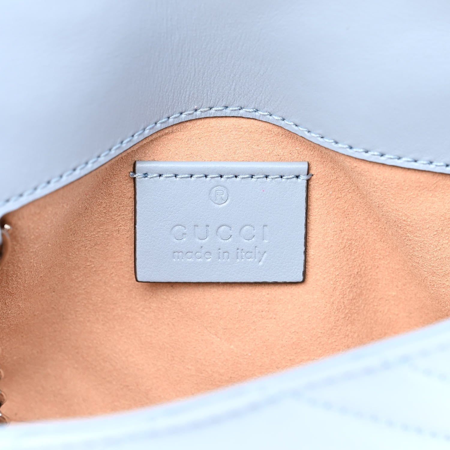 Gucci Calfskin Matelasse Super Mini GG Marmont Shoulder Bag Porcelain Light Blue 6 of 11
