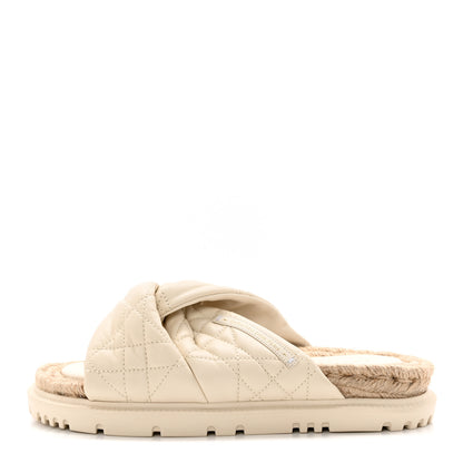 Christian Dior Calfskin Cannage Dtwist Espadrille Platform Sandals 38 White 1 of 11