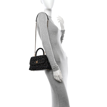 Chanel Tweed Sequin Mini Coco Handle Flap Black 2 of 10