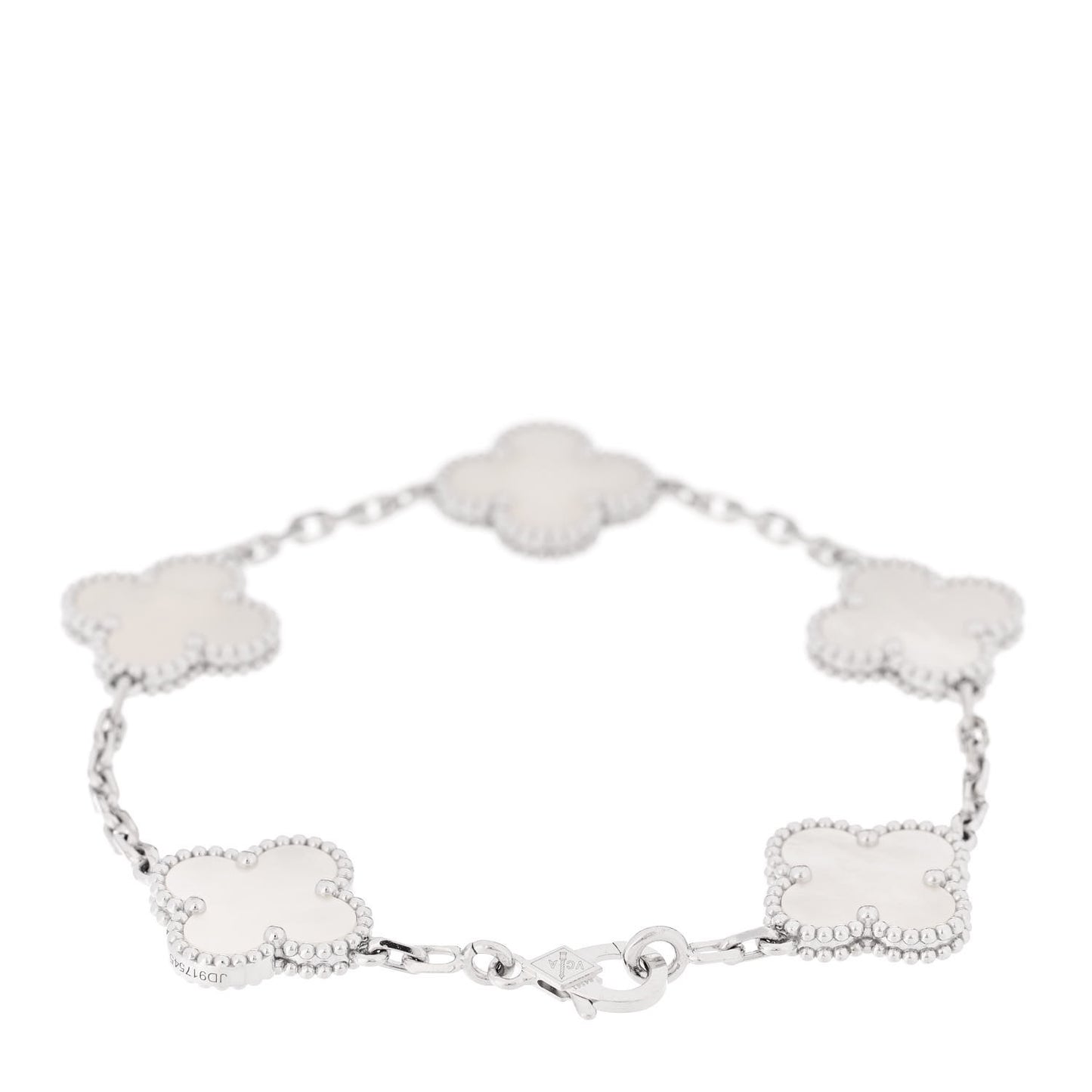 18K White Gold Mother of Pearl 5 Motifs Vintage Alhambra Bracelet