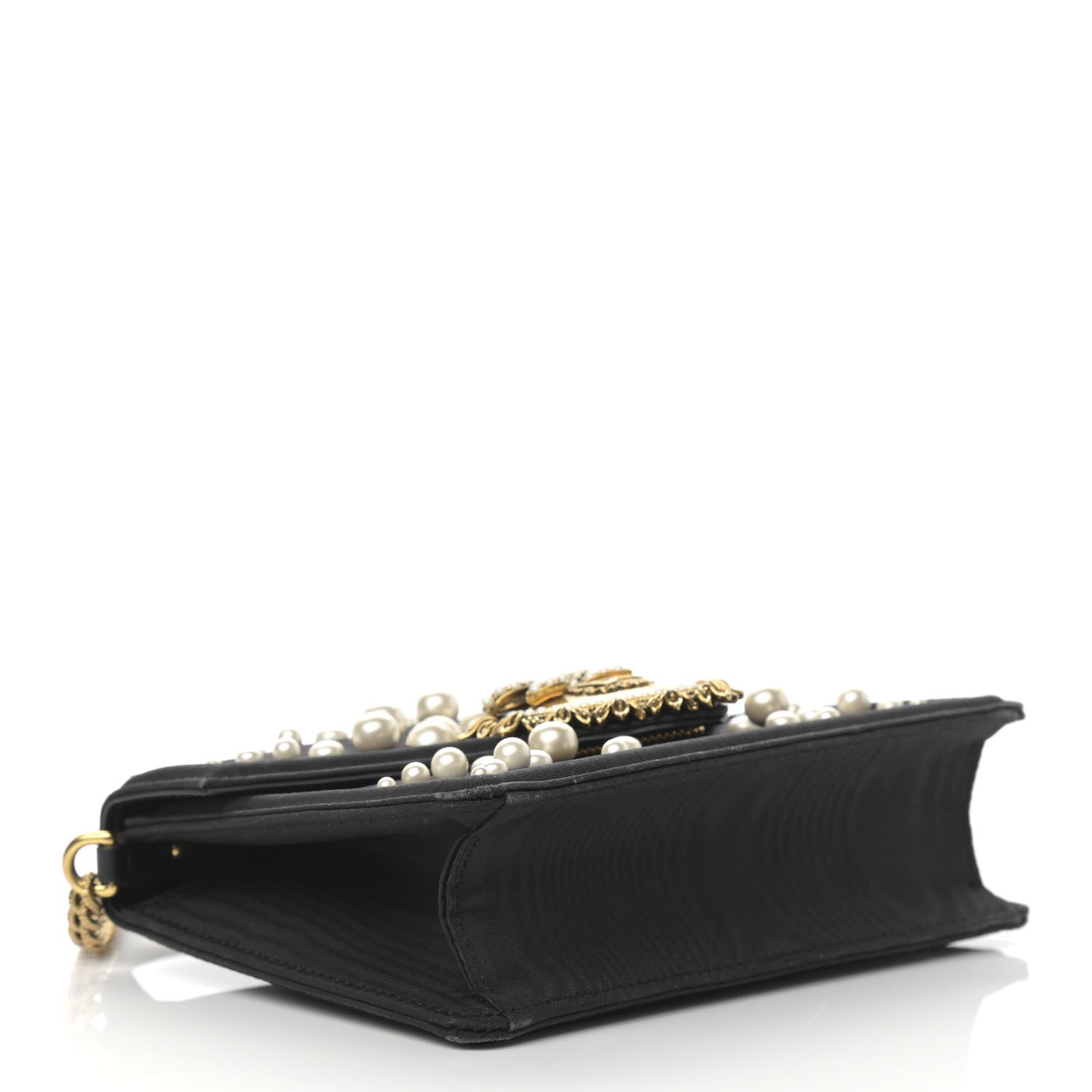 Dolce & Gabbana Moire Pearl Embellished Small Devotion Top Handle Bag Black 4 of 13
