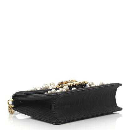 Dolce & Gabbana Moire Pearl Embellished Small Devotion Top Handle Bag Black 4 of 13