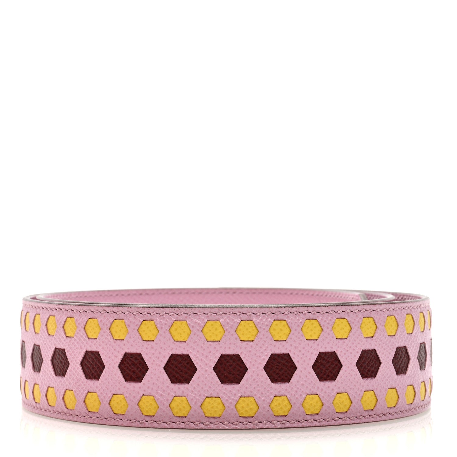 Hermes Epsom 30mm Hexagone Tressage Shoulder Strap Mauve Sylvestre Rouge H Jaune De Naples 2 of 4