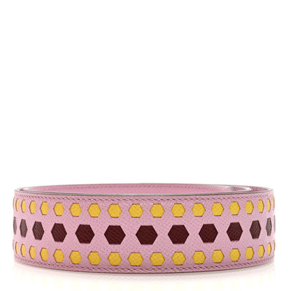 Hermes Epsom 30mm Hexagone Tressage Shoulder Strap Mauve Sylvestre Rouge H Jaune De Naples 2 of 4