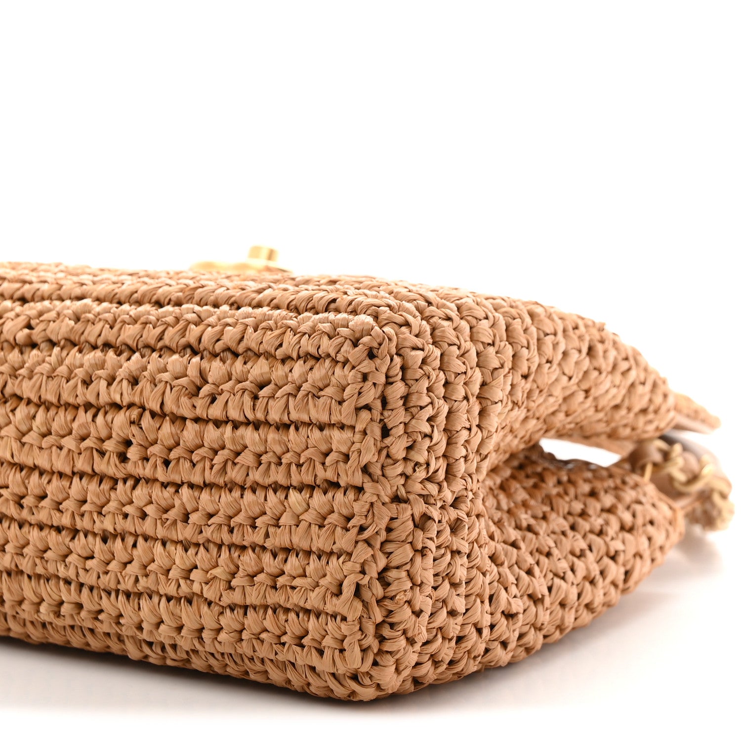 Chanel Braided Raffia Nano Kelly Flap Bag Dark Beige 10 of 11