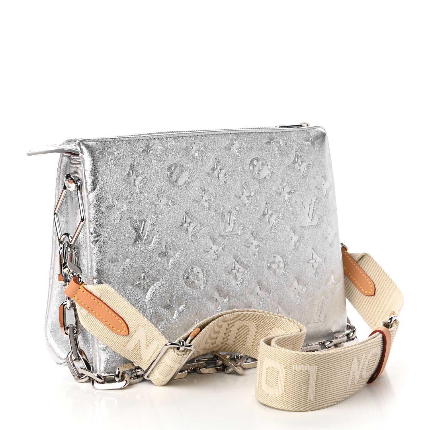 Louis Vuitton Metallic Lambskin Embossed Monogram Coussin PM Silver 3 of 10