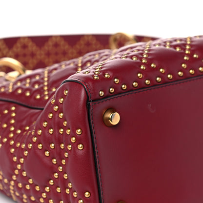 Christian Dior Calfskin Cannage Studded Medium Supple Lady Dior Red 8 of 16