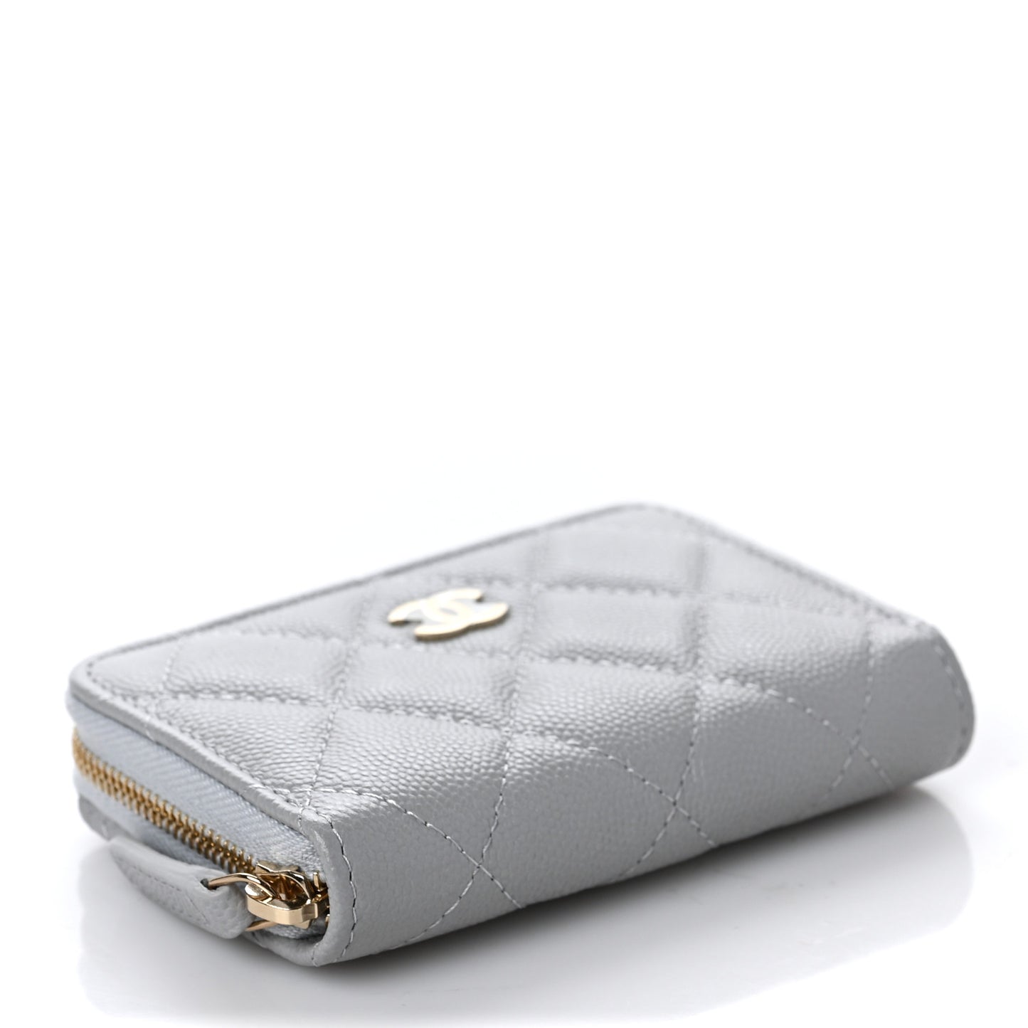 Caviar Quilted Zip Coin Purse Grey