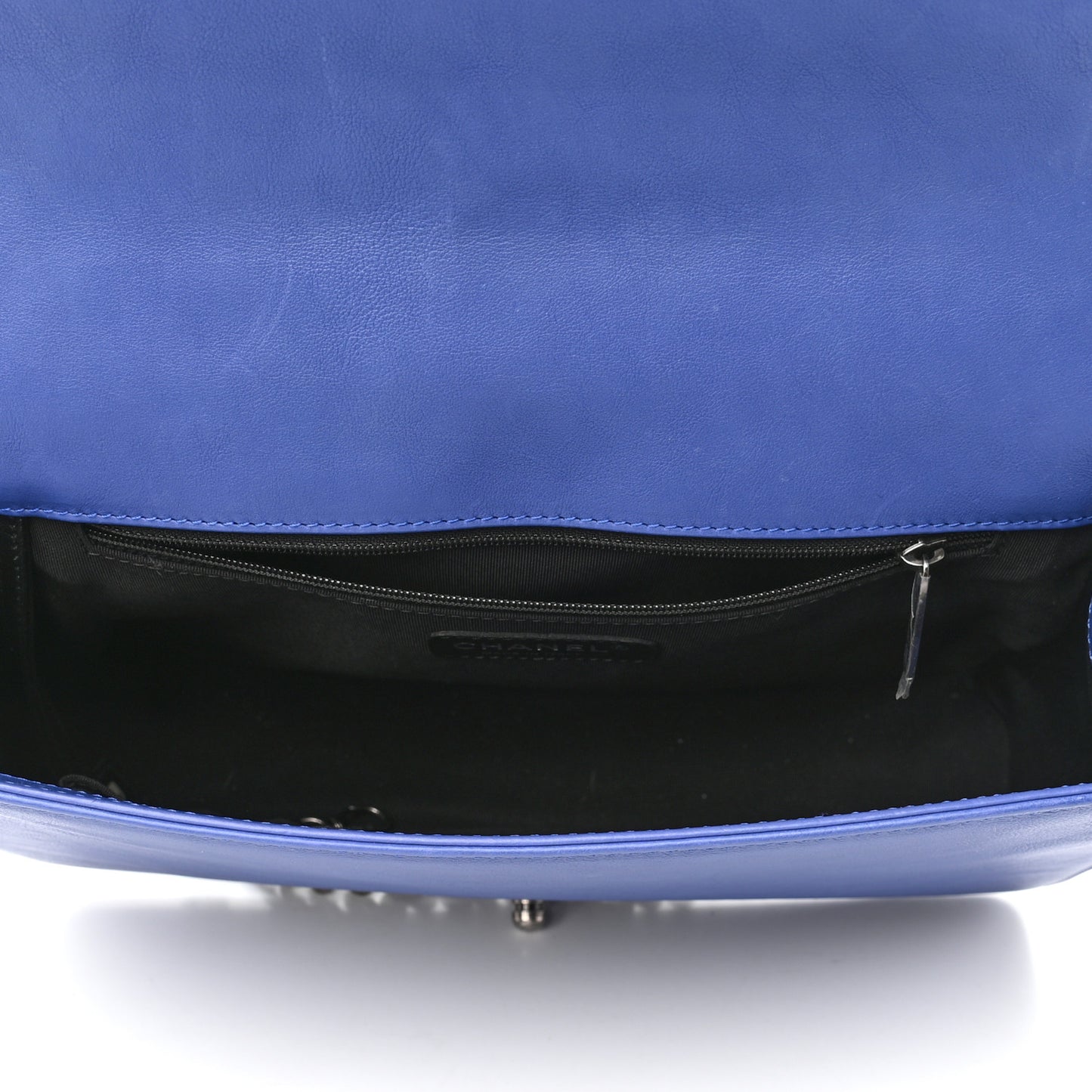 Grained Calfskin Quilted Large Boy Flap Blue