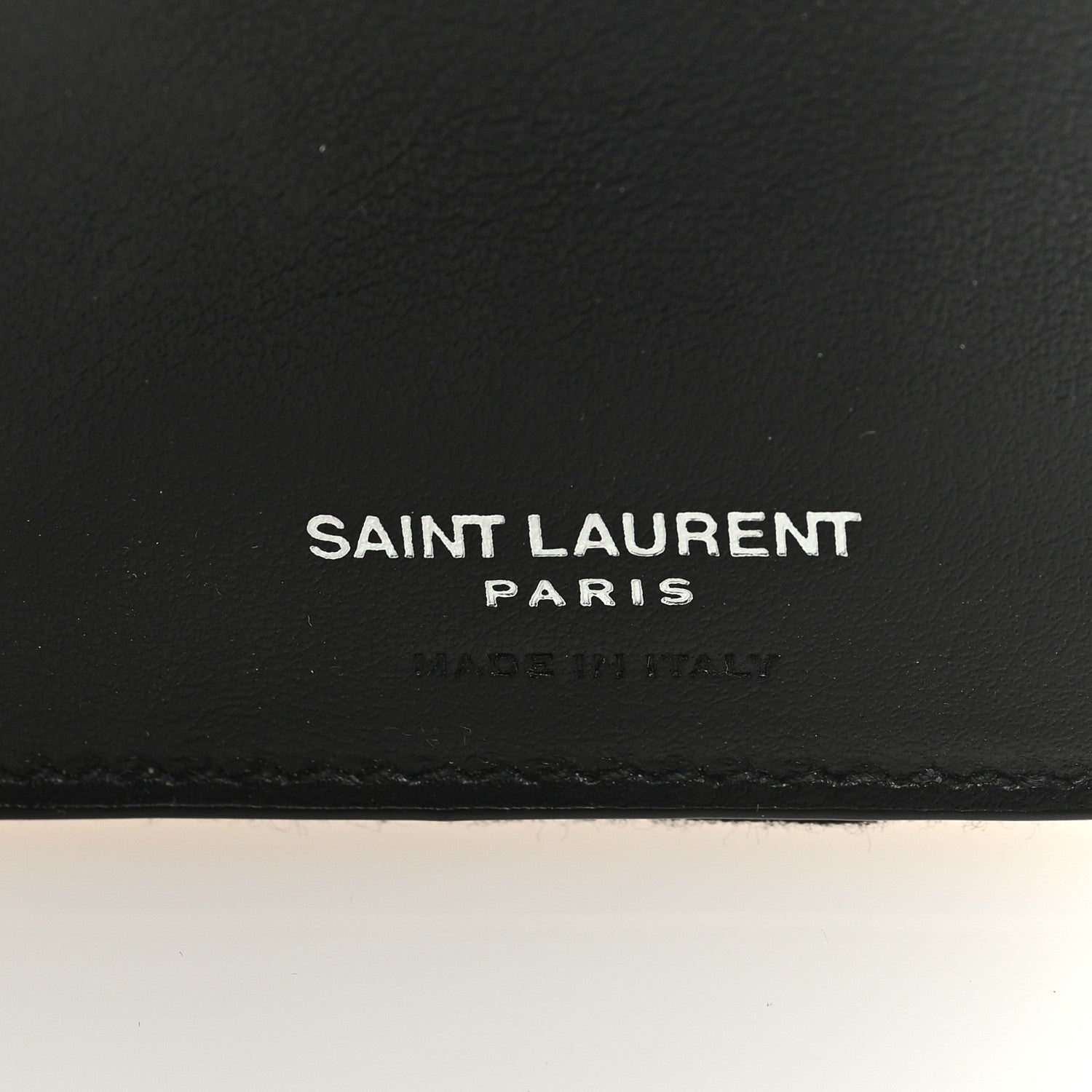 Saint Laurent Calfskin Crocodile Embossed Monogram Compact Wallet Black 6 of 6