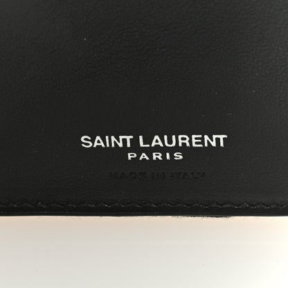 Saint Laurent Calfskin Crocodile Embossed Monogram Compact Wallet Black 6 of 6