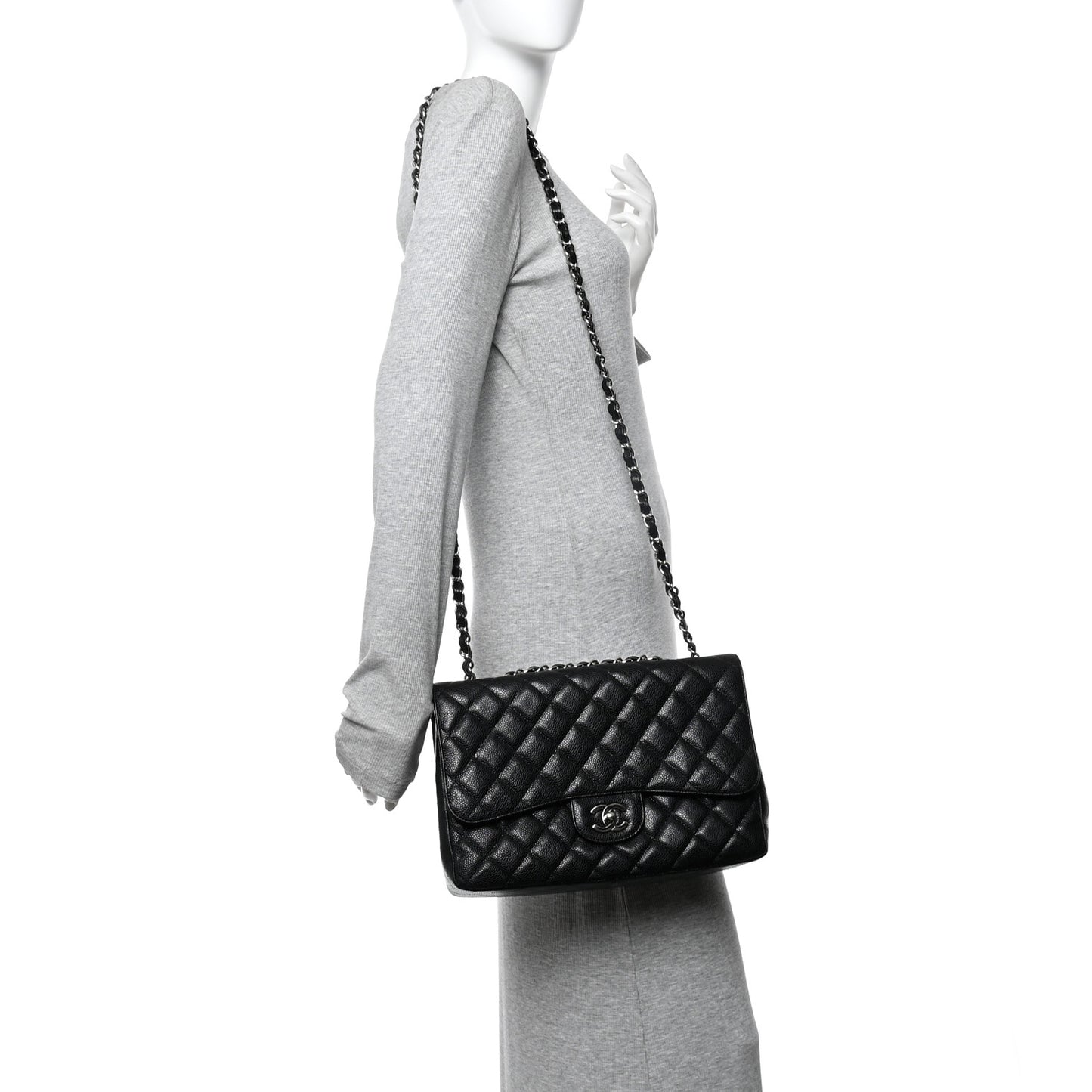 Caviar Quilted Jumbo Single Flap Black
