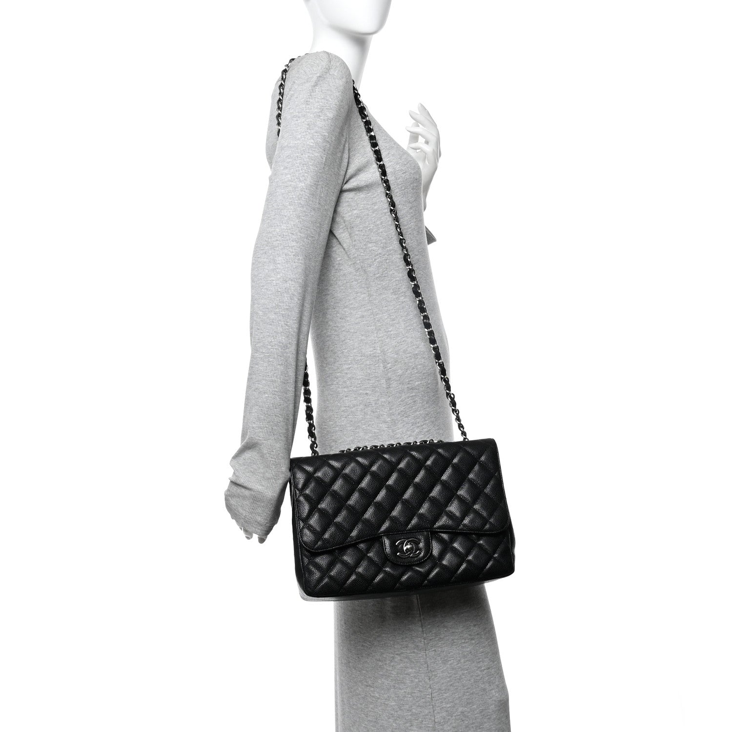 Chanel Caviar Quilted Jumbo Single Flap Black 2 of 10