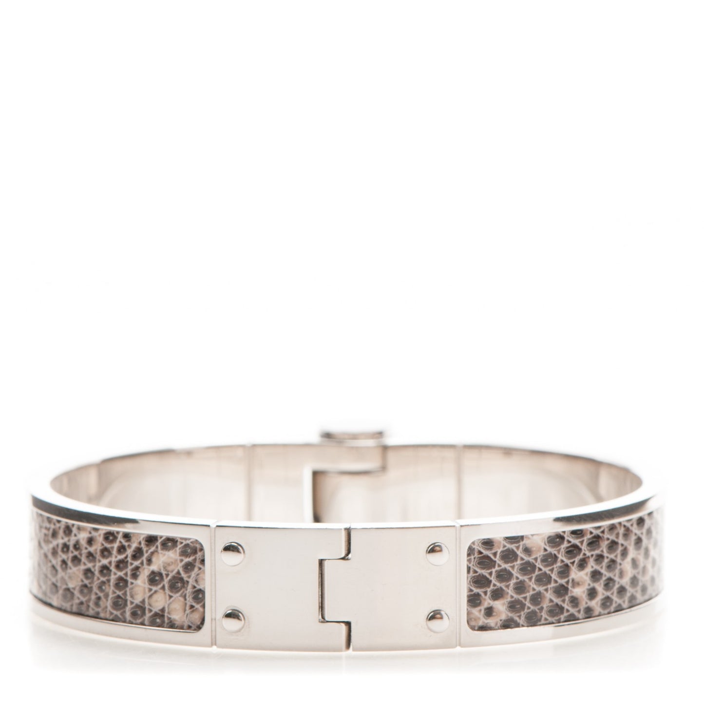 Lizard Charniere Cuir Narrow Hinged Bracelet S Ombre