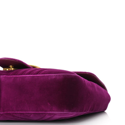 Gucci Velvet Matelasse Medium GG Marmont Shoulder Bag Fuchsia Violet Cyclamen 10 of 13