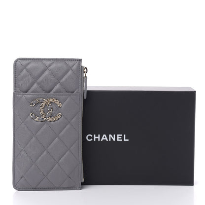 Chanel Caviar Quilted French New Wave Flat Wallet Pouch Grey 8 of 8
