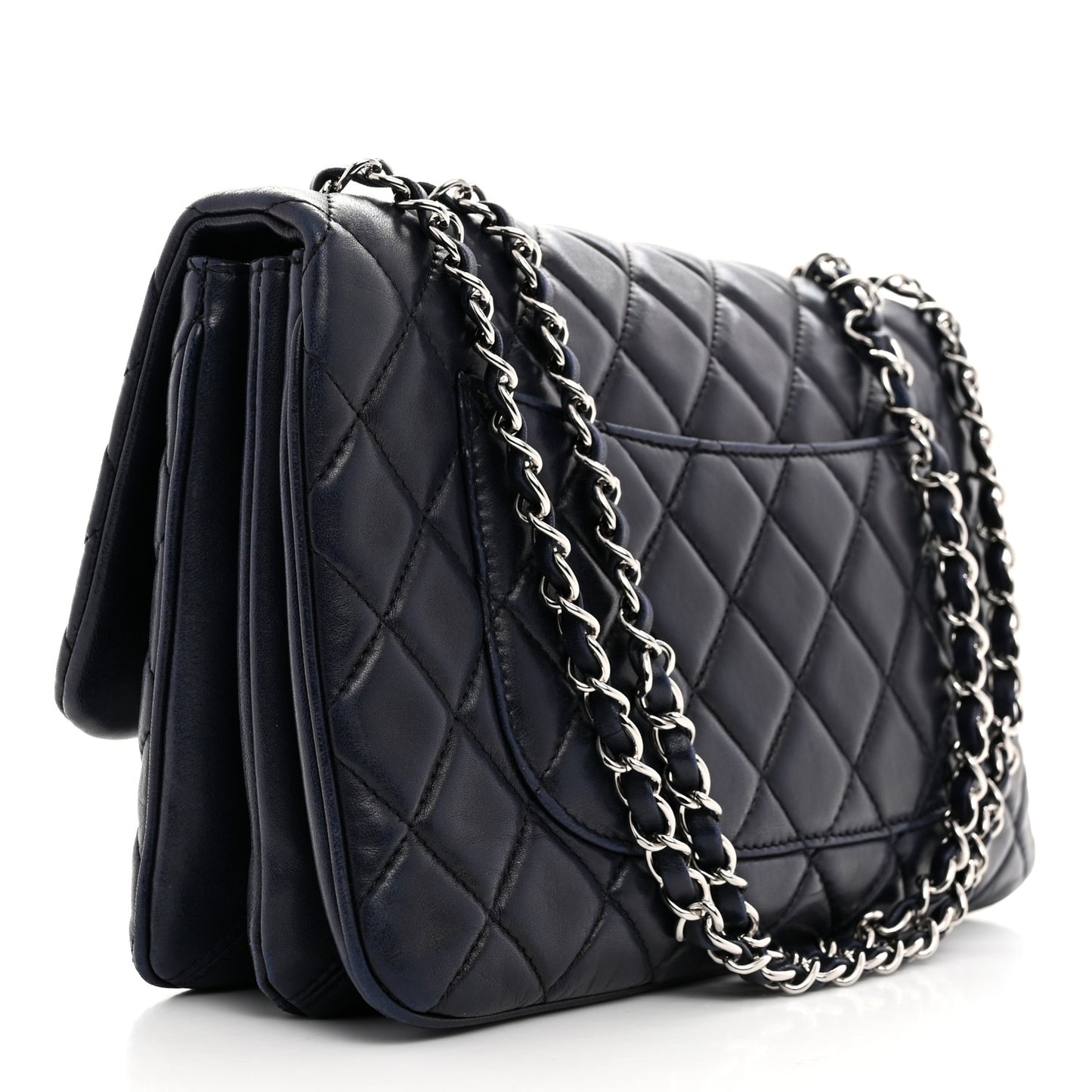 Lambskin Quilted Jumbo Chanel 3 Flap Navy