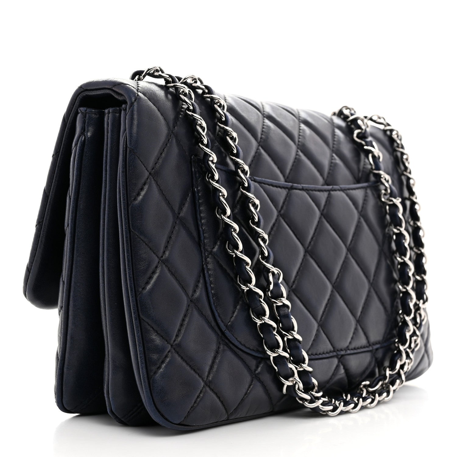 Chanel Lambskin Quilted Jumbo Chanel 3 Flap Navy 2 of 10