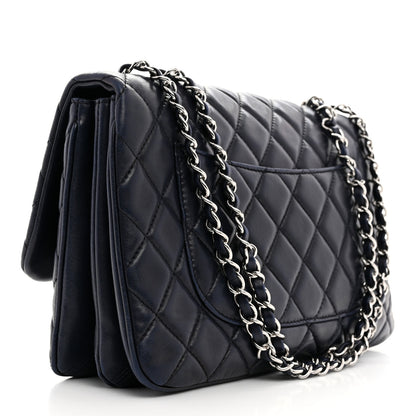 Chanel Lambskin Quilted Jumbo Chanel 3 Flap Navy 2 of 10