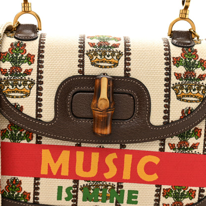 Gucci Canvas Calfskin 100 Centennial Music Medium Bamboo 1947 Top Handle Bag Multicolor 8 of 12