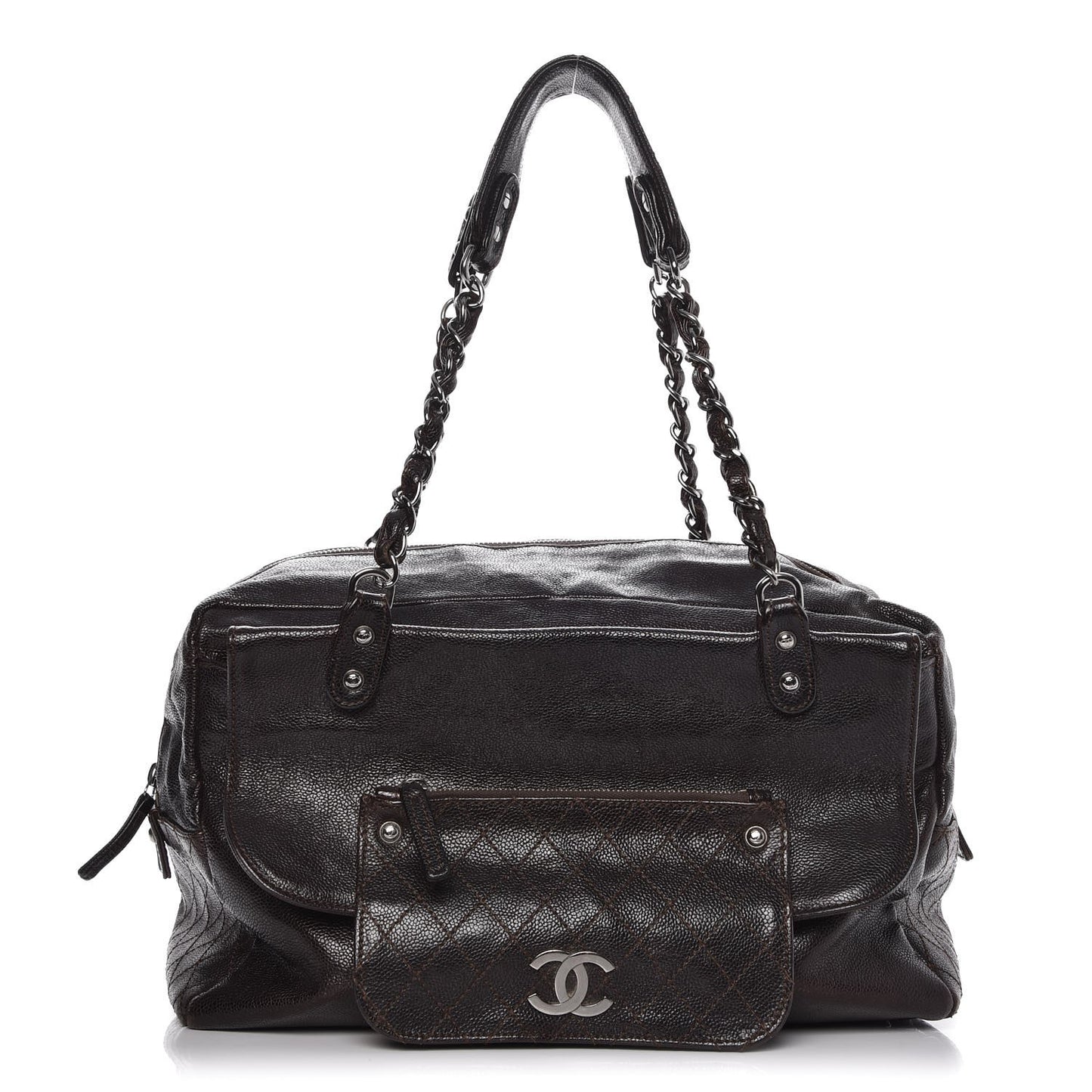 Glazed Caviar Pocket In The City Tote Brown
