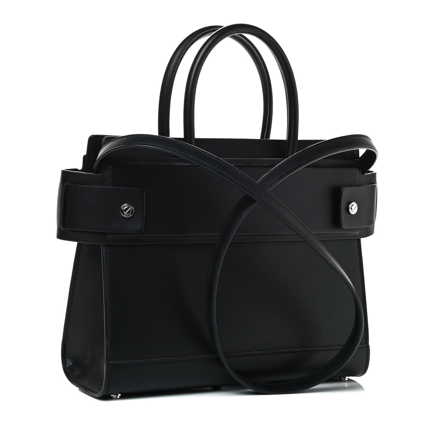 Smooth Calfskin Small Horizon Satchel Black