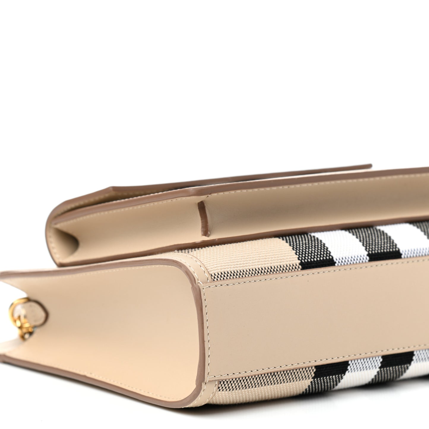 Smooth Calfskin Canvas Check Mini Pocket Bag Dusty Sand Soft Fawn