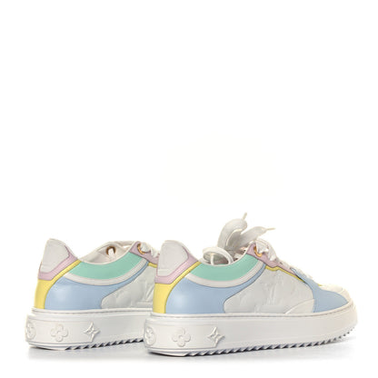 Louis Vuitton Monogram Embossed Lambskin Time Out Sneakers 38 Light Blue Pastel 4 of 12