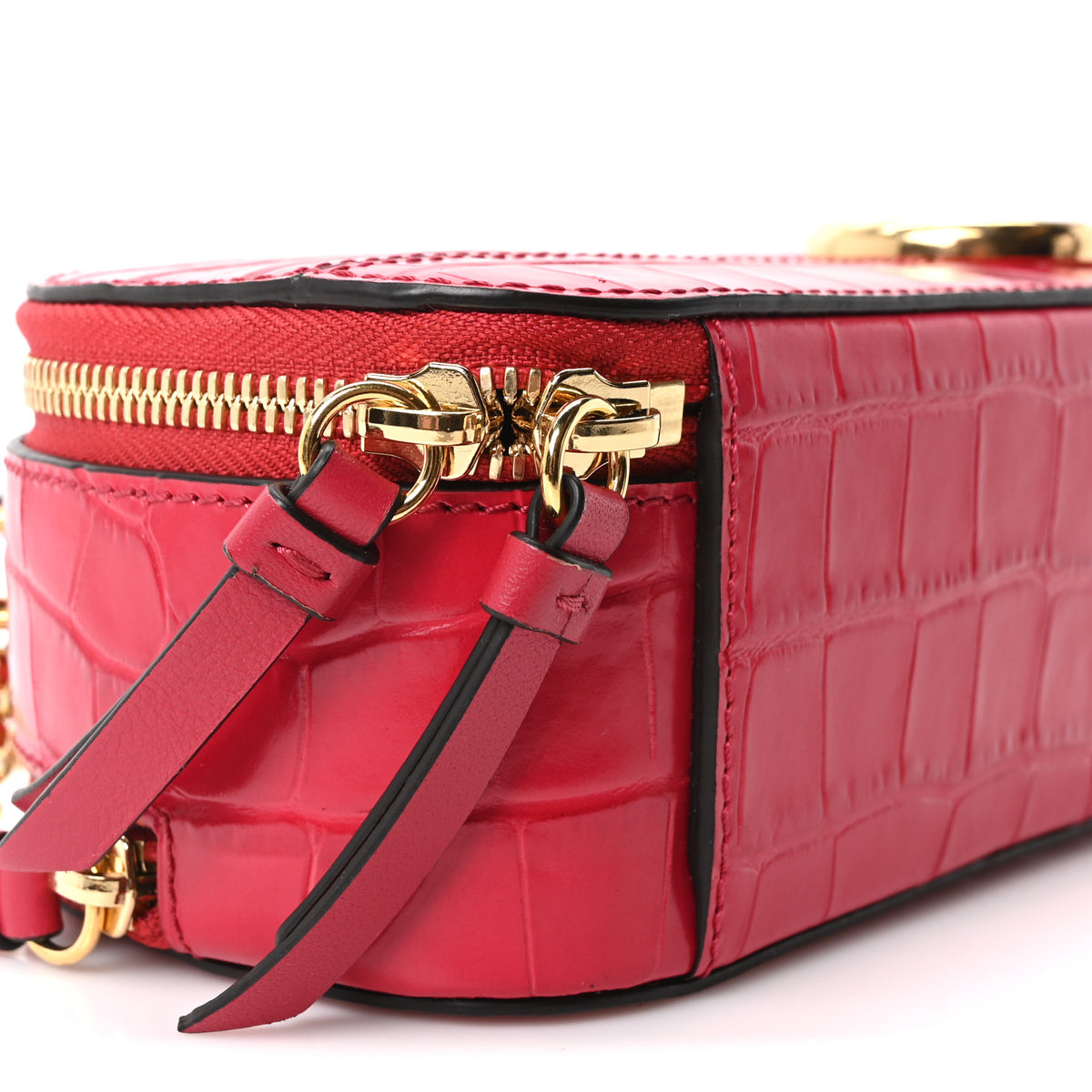 Chloe Calfskin Crocodile Embossed Mini C Vanity Bag Red 9 of 10