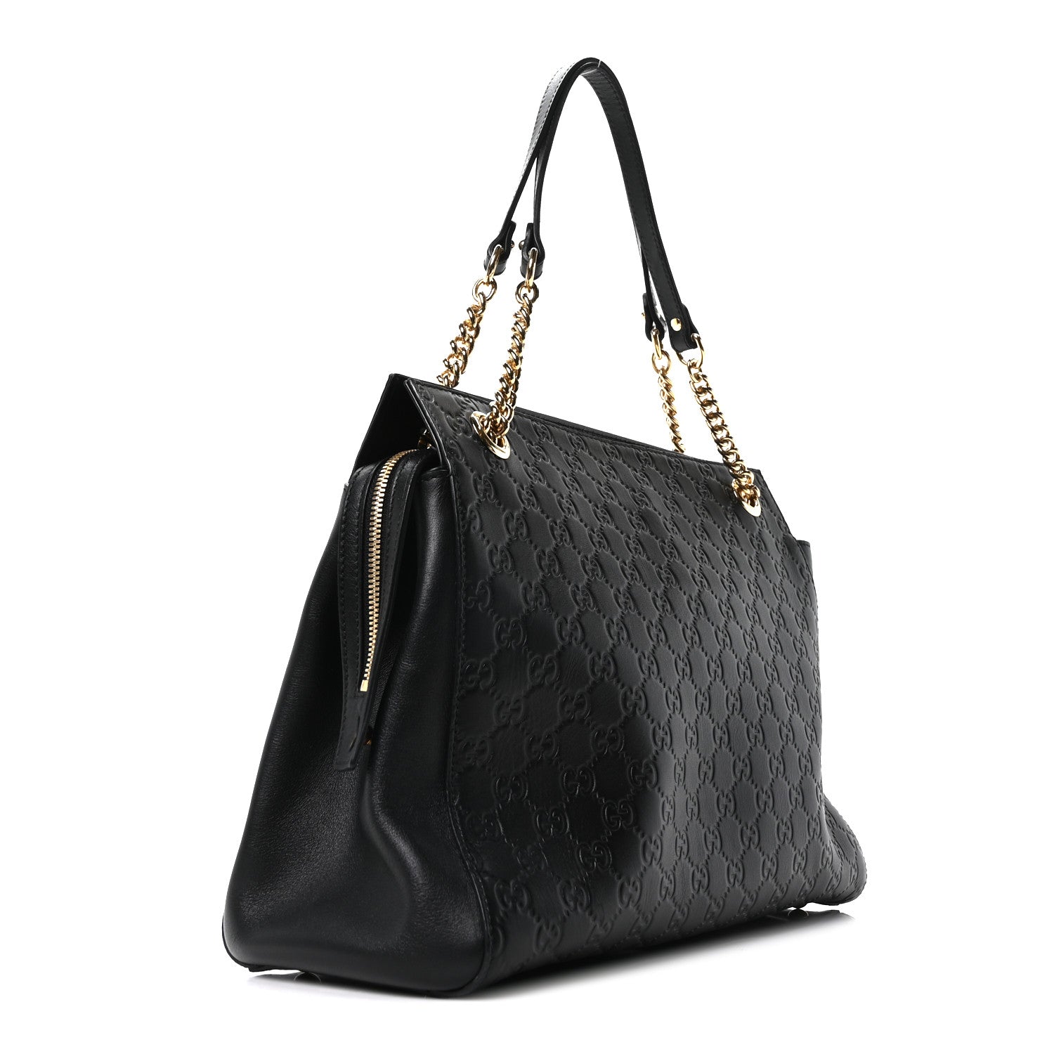 Gucci Guccissima Signature Large Shoulder Tote Bag Black 3 of 10