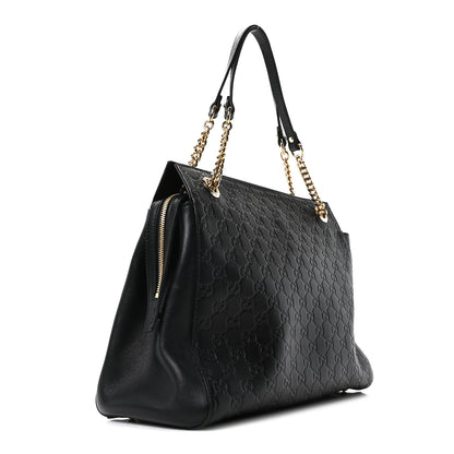 Gucci Guccissima Signature Large Shoulder Tote Bag Black 3 of 10