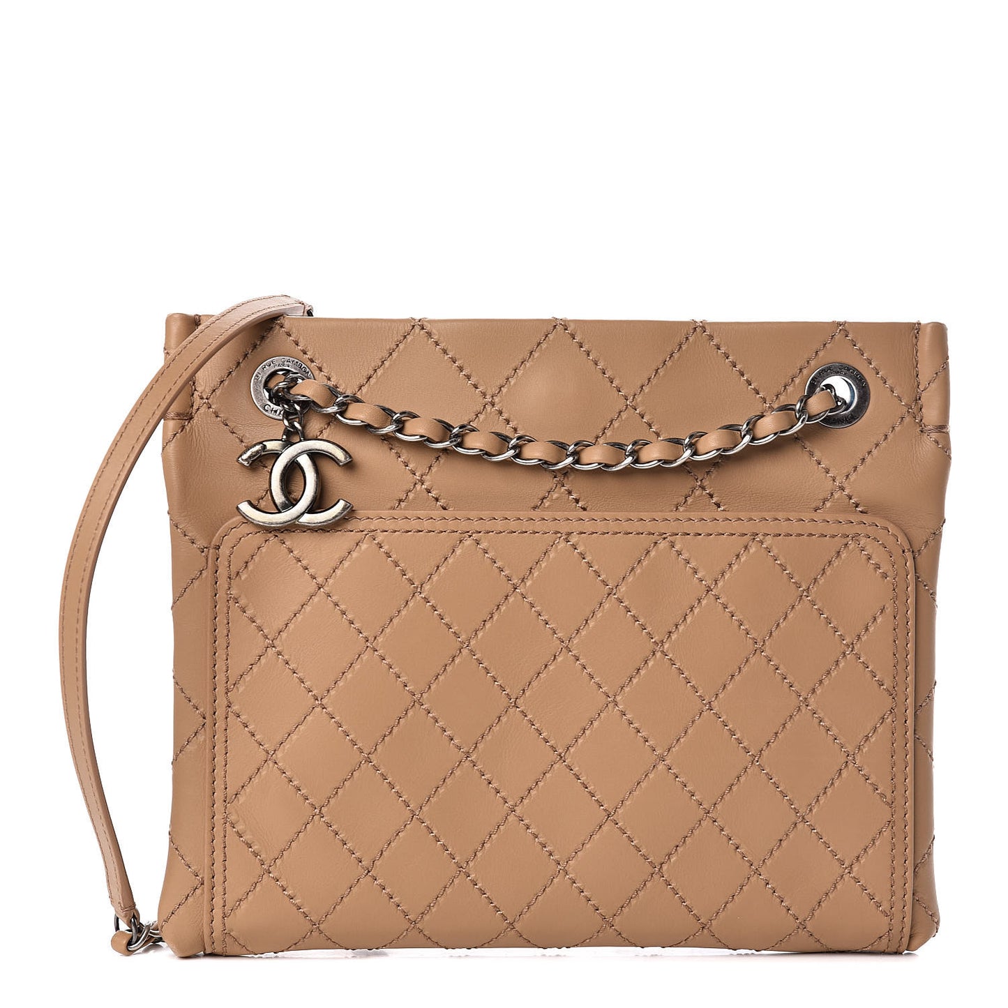 Calfskin Wild Stitch Small Shopping Tote Beige