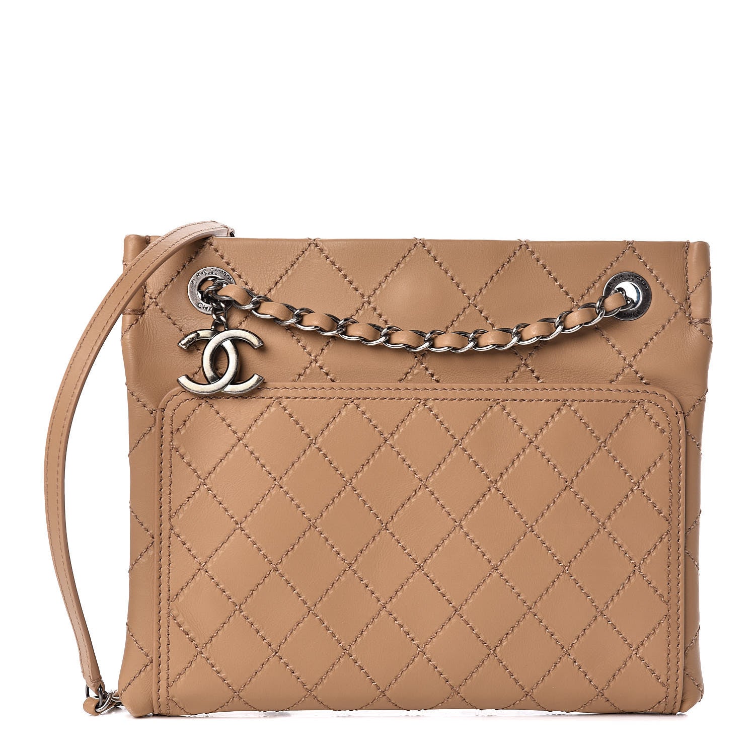 Chanel Calfskin Wild Stitch Small Shopping Tote Beige 1 of 11