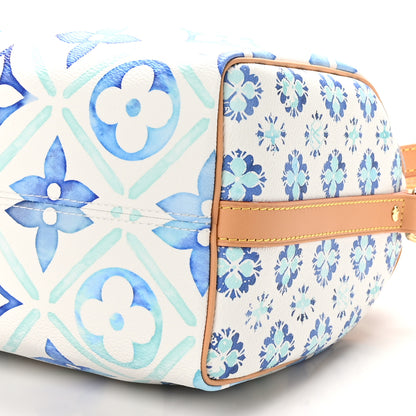 Louis Vuitton Monogram Tiles By The Pool Speedy Bandouliere 25 Lagoon Blue 9 of 10