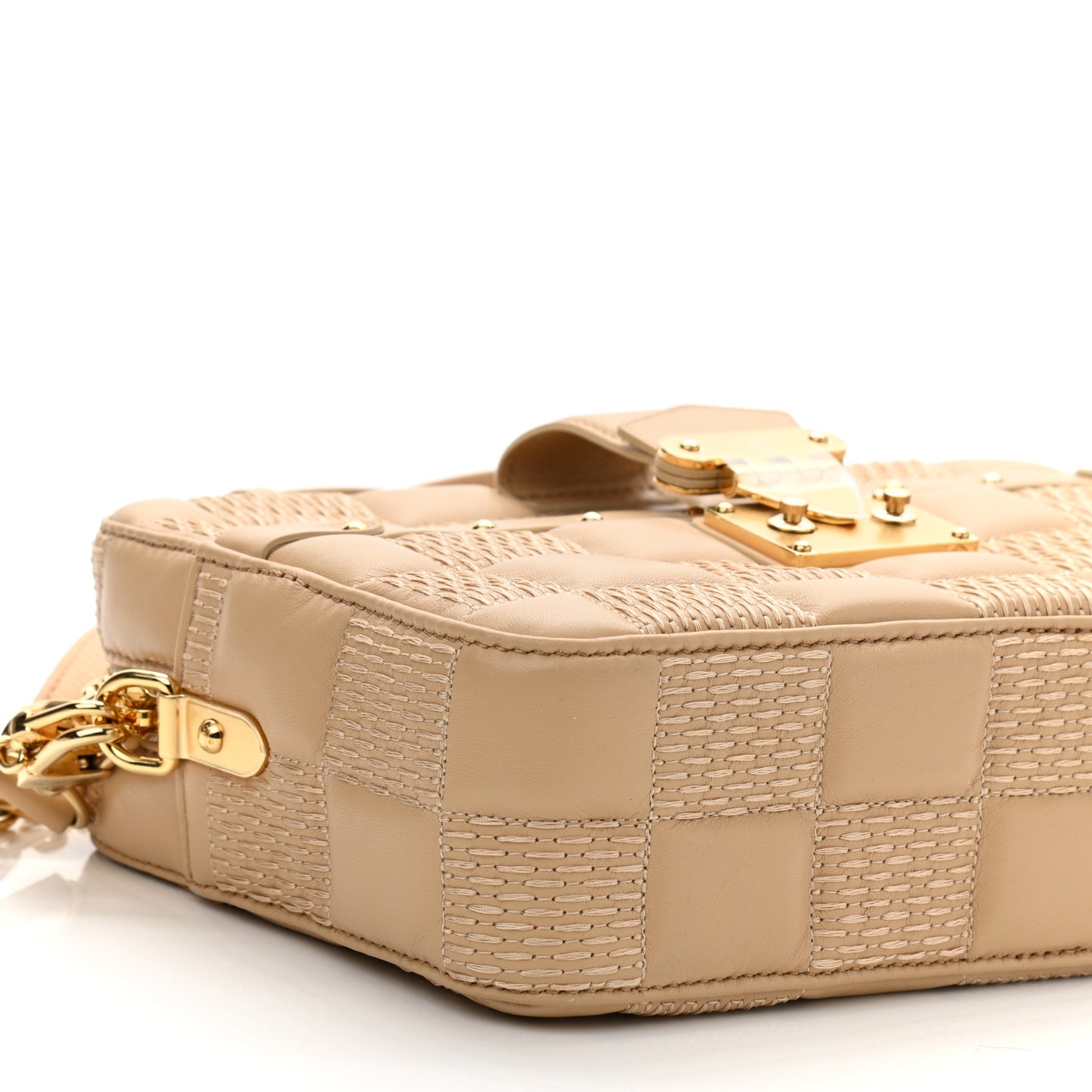 Lambskin Damier Quilt Troca MM Cashmere Beige