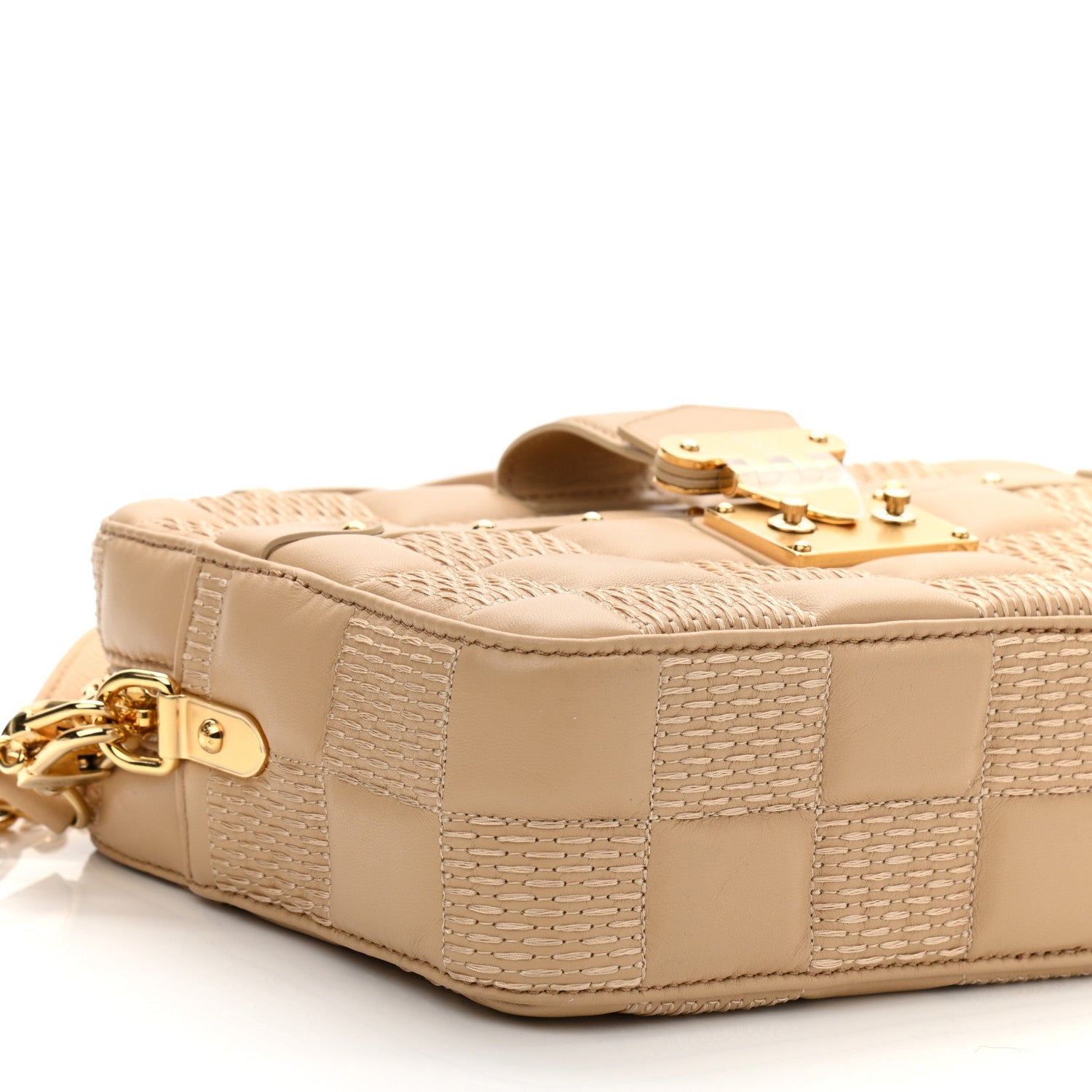 Louis Vuitton Lambskin Damier Quilt Troca MM Cashmere Beige 8 of 9