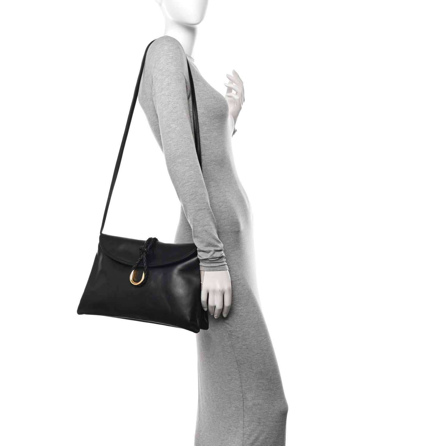 Bottega Veneta Smooth Calfskin Medium Liberta Shoulder Bag Black 2 of 11