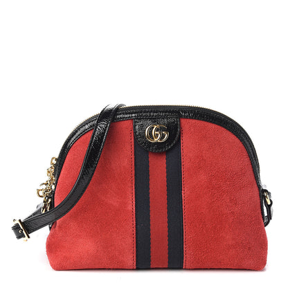 Gucci Suede Patent Web GG Small Ophidia Dome Shoulder Bag Hibiscus Red 1 of 9