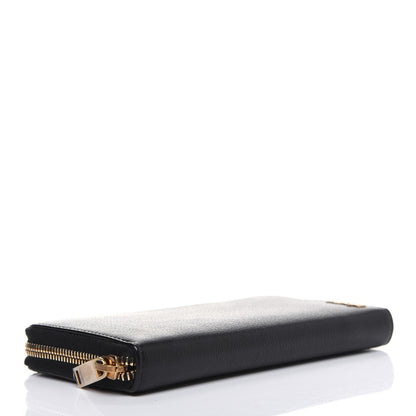 Saint Laurent Grained Calfskin Zip Around Wallet Black 8 of 32