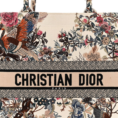Christian Dior Canvas Embroidered Large Jardin D'Hiver Book Tote Latte Multicolor 8 of 15