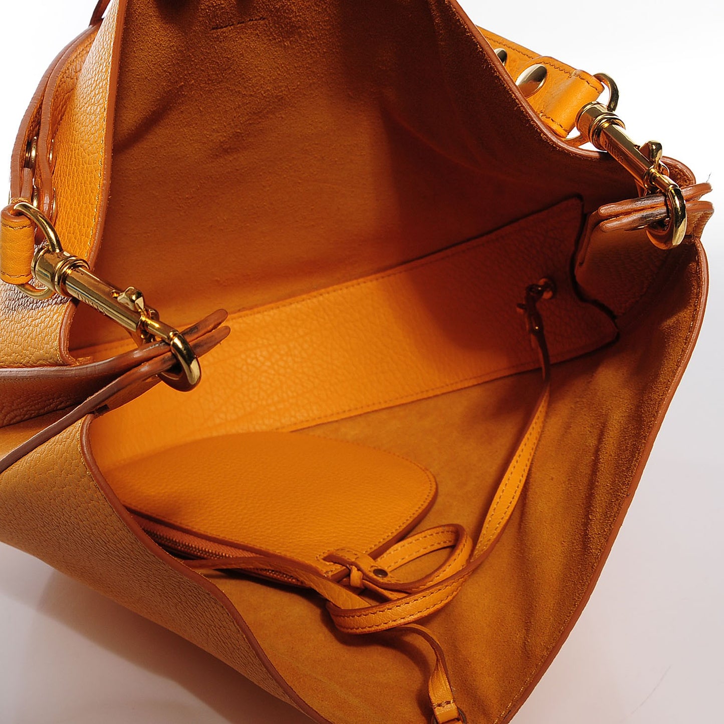 Crisped Calfskin Medium Hobo Bag Saffron
