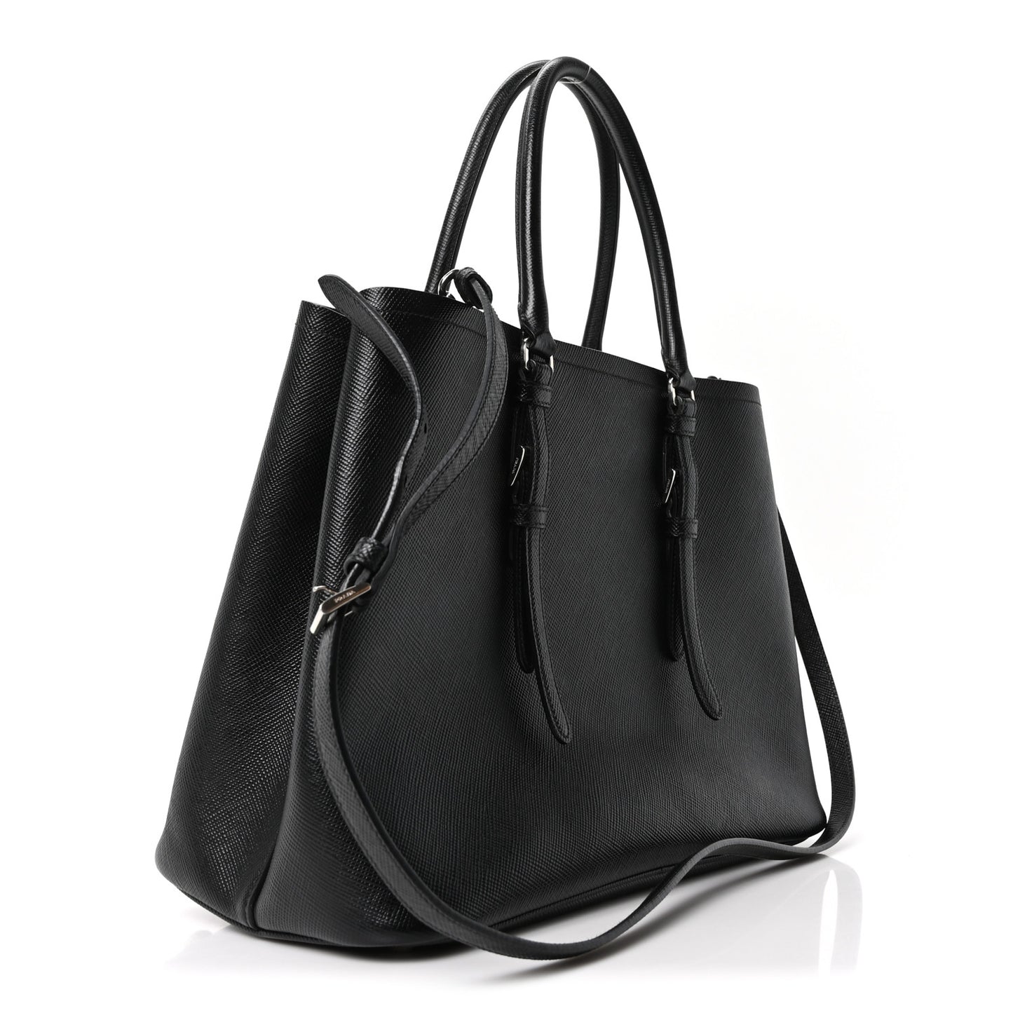 Saffiano Cuir Medium Double Handle Tote Black